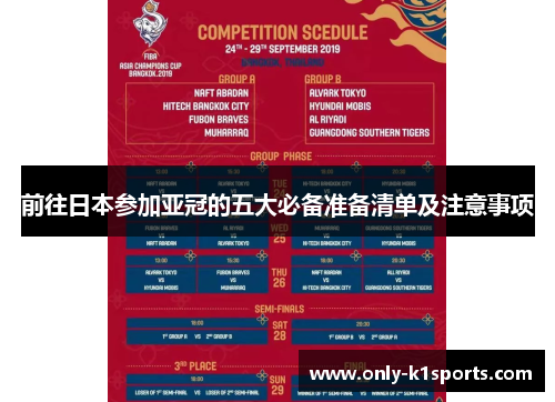前往日本参加亚冠的五大必备准备清单及注意事项